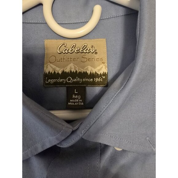 Cabela's Outfitter Men's Blue Short Sleeve Button Up Shirt Size Large - Picture 5 of 5